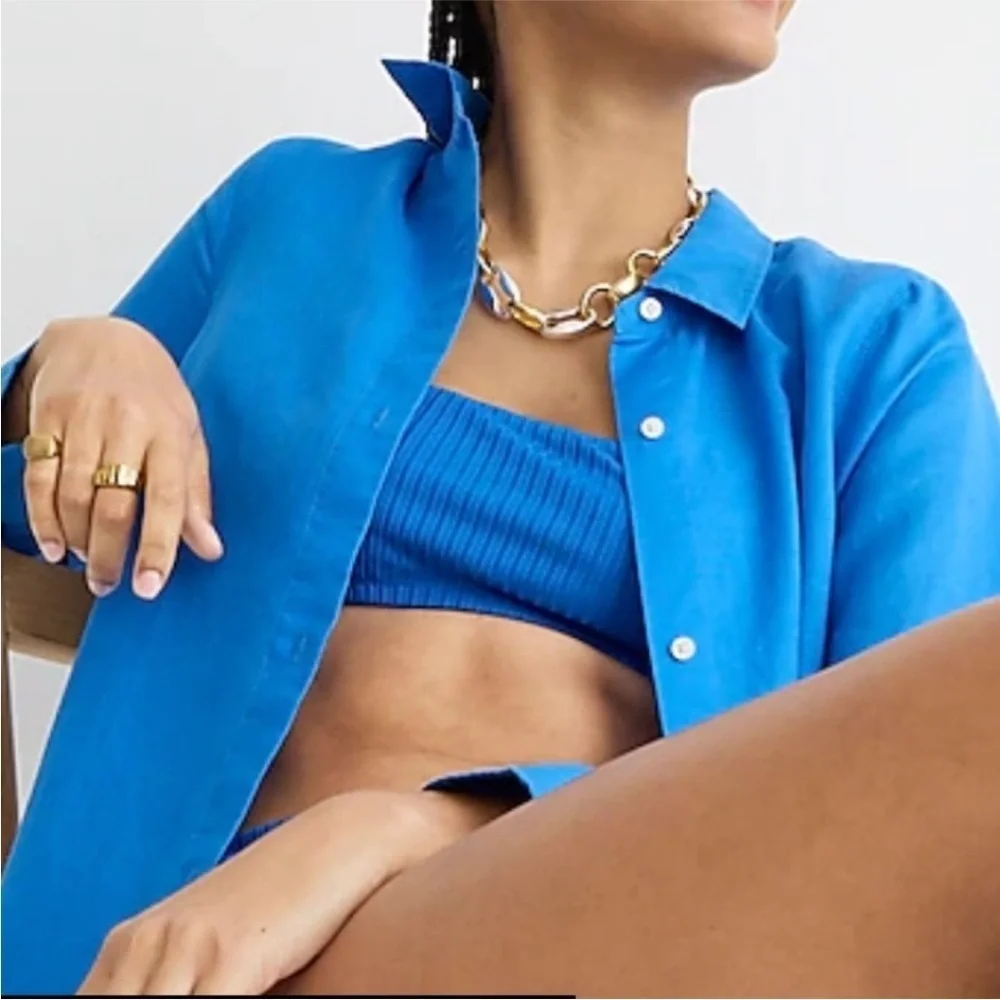 J. Crew blue button down coverup small